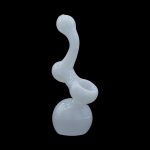 Frosted glass bubbler pipe isolated on a black background.