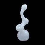 Frosted glass bubbler water pipe isolated on a black background.
