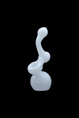 Frosted glass bubbler water pipe isolated on a black background.