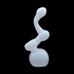 Frosted glass bubbler for smoking cannabis.