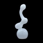 Frosted glass water pipe against a black background.