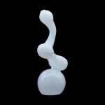Frosted glass bubbler water pipe on a black background.