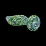 Green and blue glass pipe isolated on a black background.