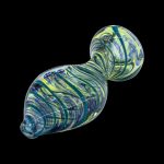 Green and purple swirled glass oil rig.