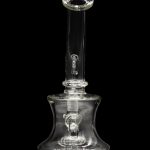 Clear glass water pipe (rig) with bubbler, isolated on black.