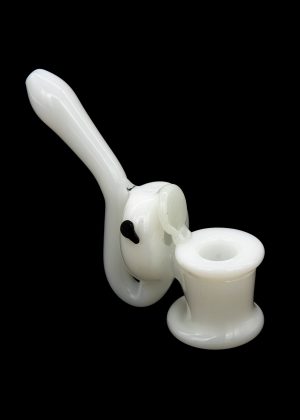 White glass oil rig for cannabis concentrate use.