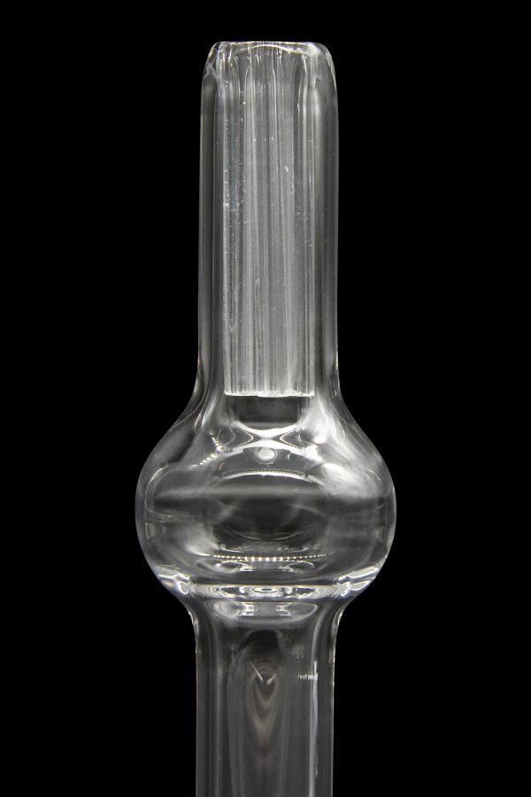 Clear glass bubbler for cannabis use.