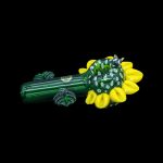 Green glass cannabis pipe shaped like a blooming flower.