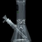 Clear glass bong with ice catcher and removable downstem.