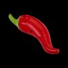 Red glass chili pepper pipe against a black background.