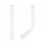 A front view of the Arizer Solo Bent Glass Mouthpiece, displaying its simple, curved design against a plain white background.