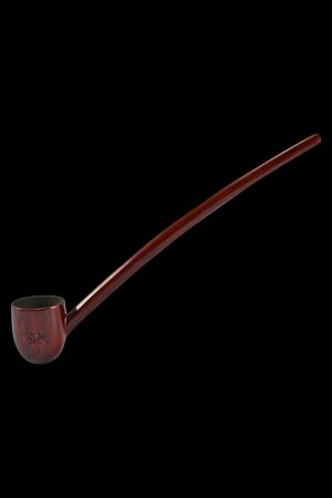 A side view of the Pulsar Deep Bowl Churchwarden Rosewood Sherlock pipe, showing its long stem and dark wood bowl.