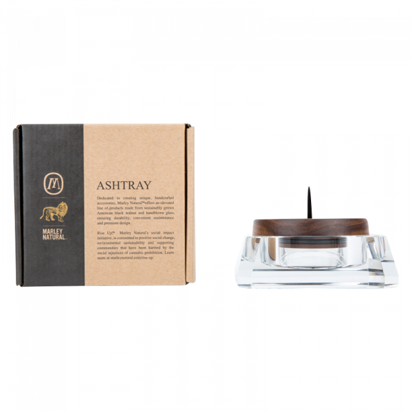 A top-down view of the Marley Natural Crystal Ash Tray, showcasing its clear, faceted design on a white background.