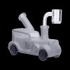 Frosted glass water pipe shaped like a classic car with a quartz banger.
