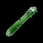 Green glass pipe shaped like Rick Sanchez from *Rick and Morty*.