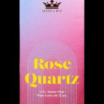 Pink packaging for “Rose Quartz” 12-inch water pipe with cannabis leaf crown logo.