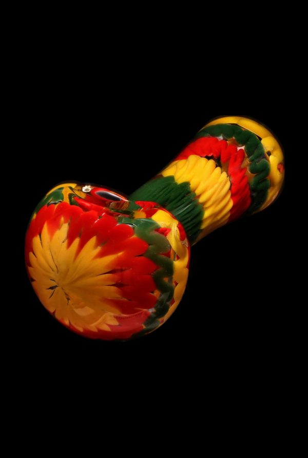 Smoke Cartel Fancy Multi-Colour Striped Glass Spoon Pipe - 5 in.