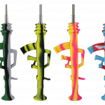 A front view of the AK47 Silicone Dab Straw Collector with Titanium Tip, showing its sleek, elongated shape against a plain white background.