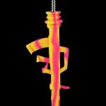 Front view of the AK47 Silicone Dab Straw Collector with Titanium Tip, showcasing its slender, elongated form in a vibrant, colorful design.