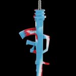 Front view of the AK47 Silicone Dab Straw Collector with Titanium Tip, showcasing its sleek, elongated design against a dark background.