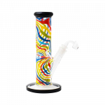 Front view of the Famous Brandz "Amnesia" Straight Tube with Banger, showcasing a clear glass tube on a plain white background.