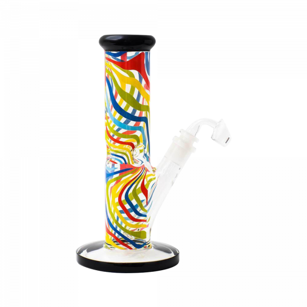 Front view of the Famous Brandz "Amnesia" Straight Tube with Banger, showcasing a clear glass tube on a plain white background.