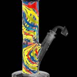 Front view of the Famous Brandz "Amnesia" Straight Tube with Banger, showcasing its clear glass construction and simple cylindrical form.