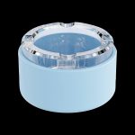 Light blue acrylic grinder for cannabis.