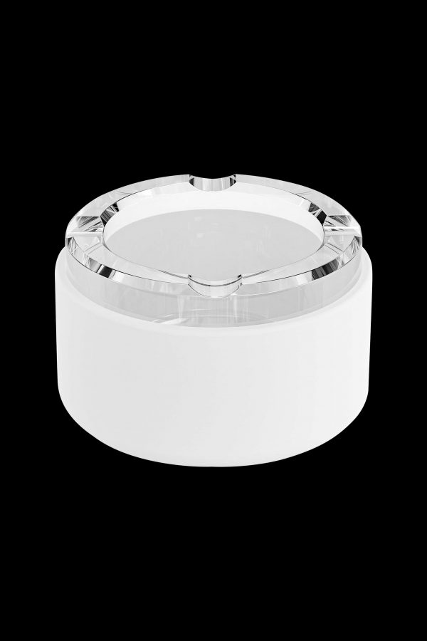 Clear cannabis storage jar with a screw-on lid.