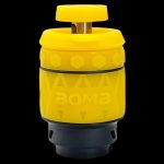 Yellow cannabis oil vaporizer cartridge with black base.