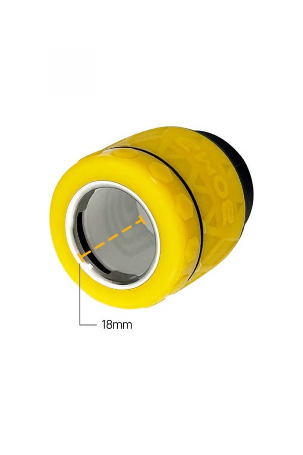 Yellow glass screen for a cannabis pipe or bong, with dimensions labeled.