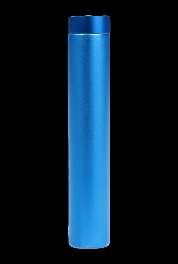 Blue metal cannabis pipe.