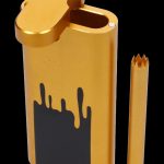 Golden one-hitter pipe with a removable metal stem.