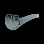 Glass pipe for smoking cannabis, isolated on a black background.