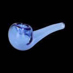 Blue glass smoking pipe isolated on a black background.