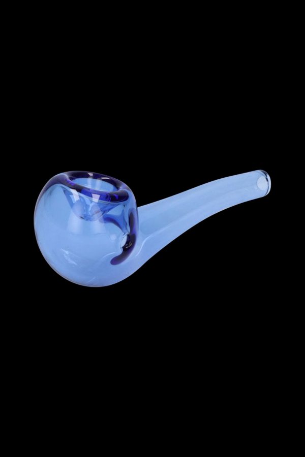 Blue glass smoking pipe isolated on a black background.