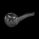 Clear glass pipe against a black background.