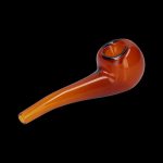 Amber glass pipe for smoking cannabis.