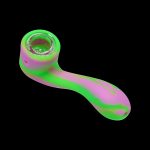 Colorful silicone smoking pipe isolated on a black background.