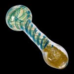 A three-inch SC Color Twisting Spoon Pipe is shown in a side view, with vibrant twisting colors within the glass.