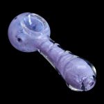 Front view of the 2.5-inch SC Frit Marble Rim Pastel Spoon Pipe, showing a light purple glass with a speckled marble rim.