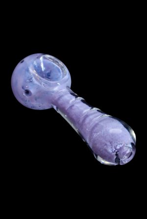 Front view of the 2.5-inch SC Frit Marble Rim Pastel Spoon Pipe, showing a light purple glass with a speckled marble rim.