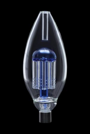 Front view of the SC Egg with Tree Perc Nectar Collector, showcasing the clear glass and intricate perc structure.