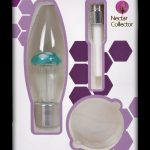 A detailed view of the SC Mini Egg with Mushroom Perc Nectar Collector, featuring a clear glass perc tip against a dark purple background.