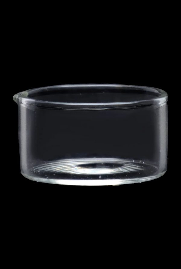 A side view of the Smoke Cartel Egg with Mushroom Perc Nectar Collector, showcasing its clear glass construction and unique shape.