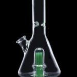 Front view of the SC Beaker Nectar Collector, a clear glass tool with a 14mm joint angled against a black background.