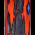 A close-up, angled view of the SC Colorful Wood Grain Dugout, showcasing its small size and vibrant, natural wood grain pattern.