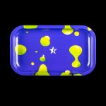 Blue rolling tray with a lime green dripping slime pattern and a white star in the center.