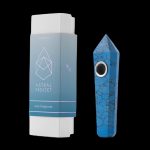 Blue turquoise crystal pipe and its branded packaging.