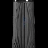 Front view of the Boundless CFC Lite Vaporizer, a sleek, black device with vertical ridges, against a dark backdrop.